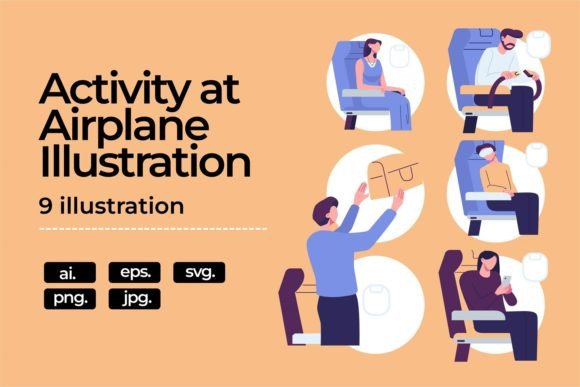 Activity at Airplane Flat Illustration: A Versatile Asset for Modern Visual Communication