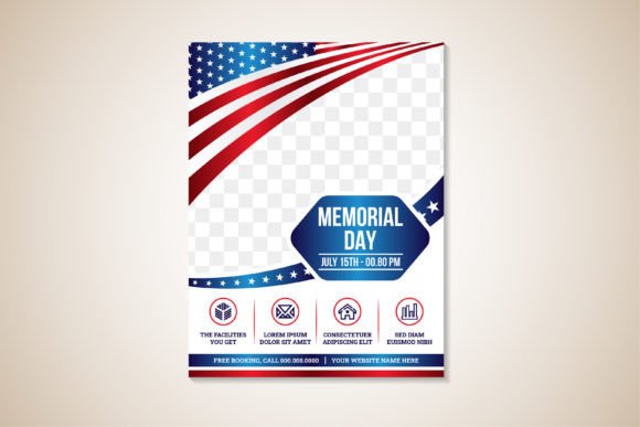Memorial Day Vertical Flyer Template Design