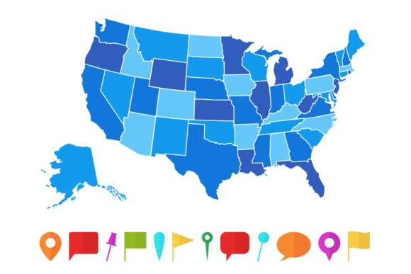 Multi-Colored USA Map Infographic for Professional Visuals