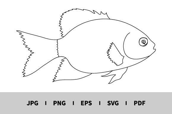 One Line Drawing of Gold Fish Vector