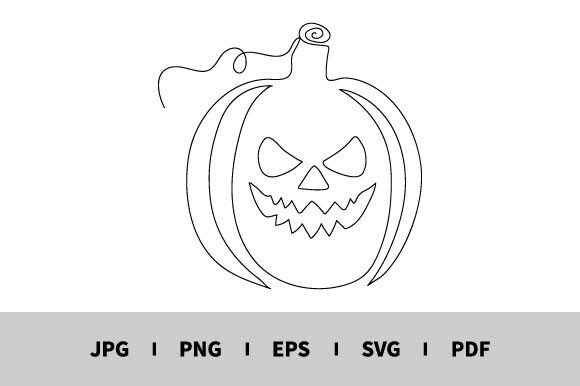 One-Line Drawing of Halloween Pumpkin