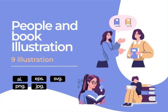 People and Book Activity Illustration: A Versatile Visual Toolkit for Modern Digital Projects